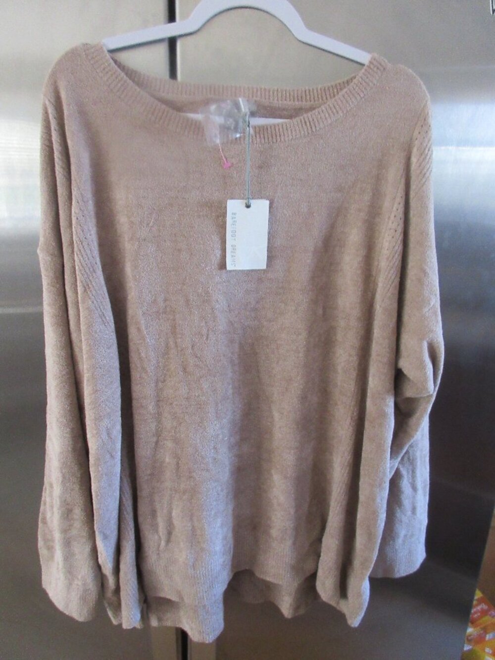 Barefoot Dreams dockside pullover top beige new nwt 3x  cozychic taupe